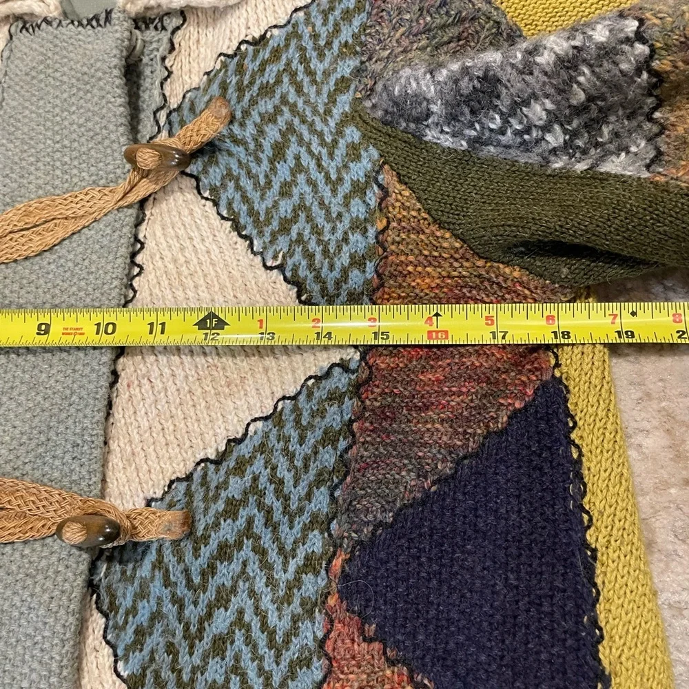 Anthropologie Charlie & Robin Harlequin Patchwork Knit Sweater Chunky Boho RARE - Picture 13 of 16